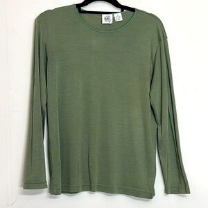 🌞 Jason Maxwell green long sleeve oval neck rayon blend  pullover top M